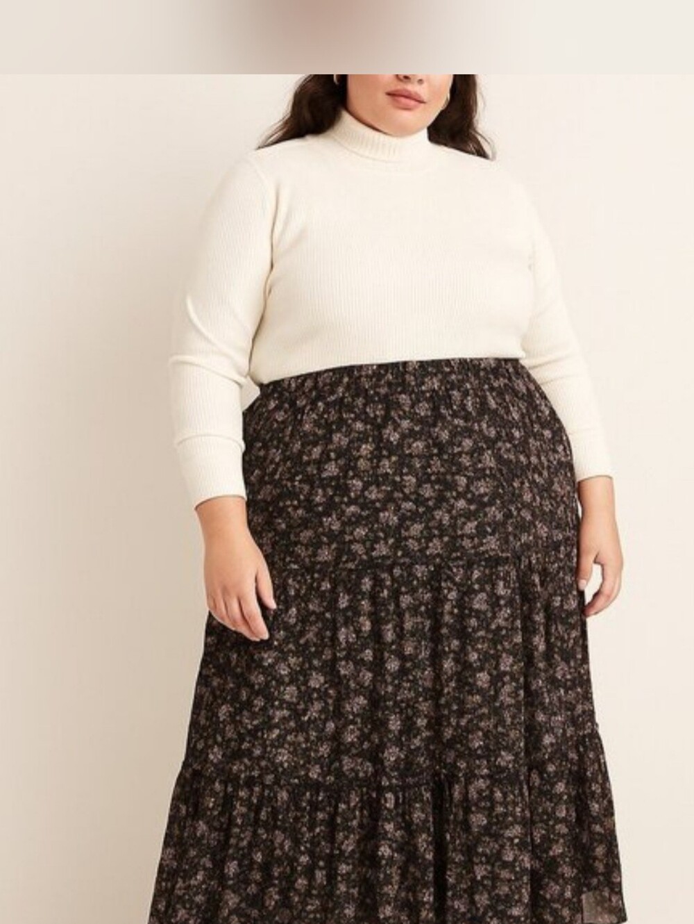 Madewell Black Floral Tiered Maxi Skirt